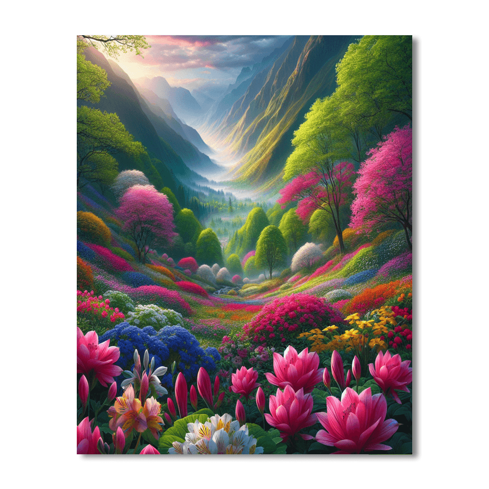 Enchanting Springtime Valley Number Painting