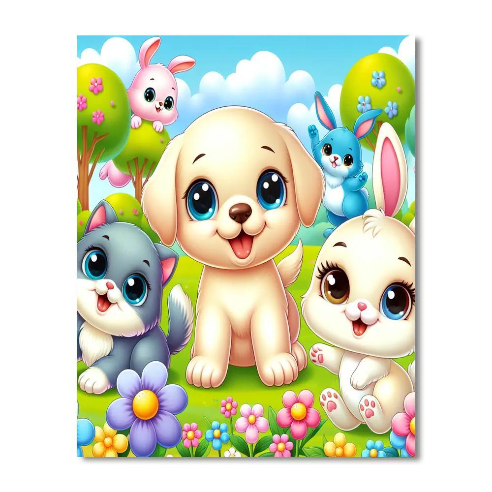 Cute Animal Pals Adventure Painting By Numbers Kit