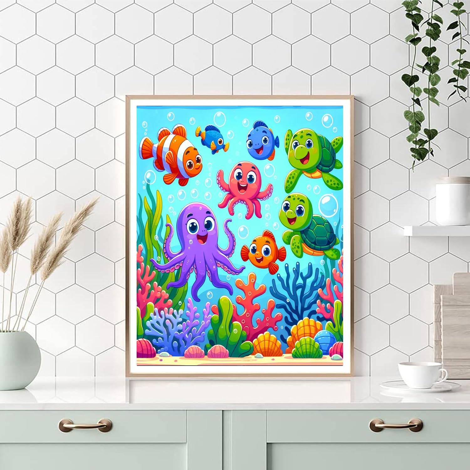 Bubbly Ocean Life Number Painting
