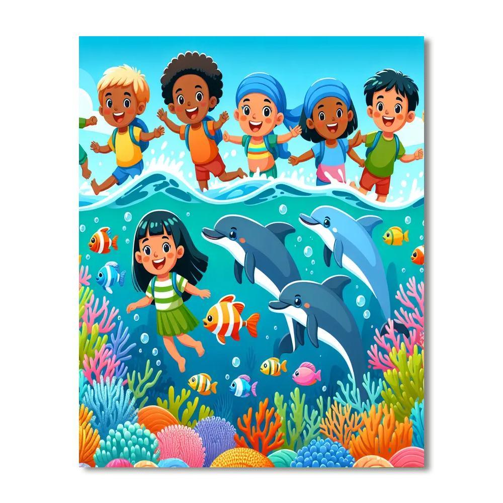 Ocean Adventures With Dolphins Paint By Numbers Kits