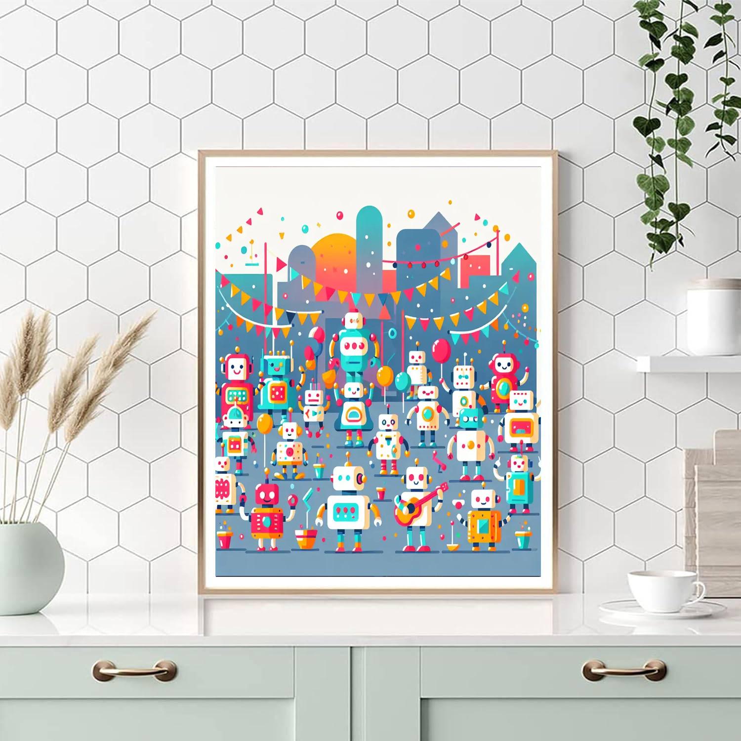 Robot City Festival Paint By Numbers Art