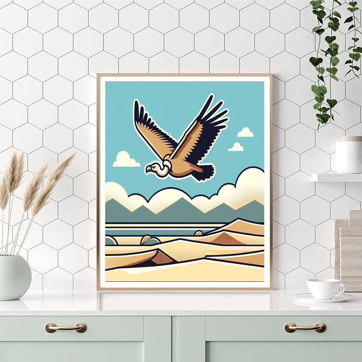 Vibrant Vulture Voyage Number Painting