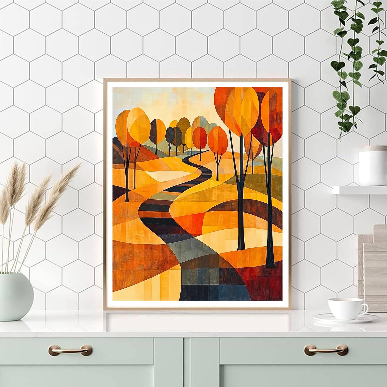 Paul Cézanne Inspired Geometric Autumn Hues  Painting By Numbers Kit