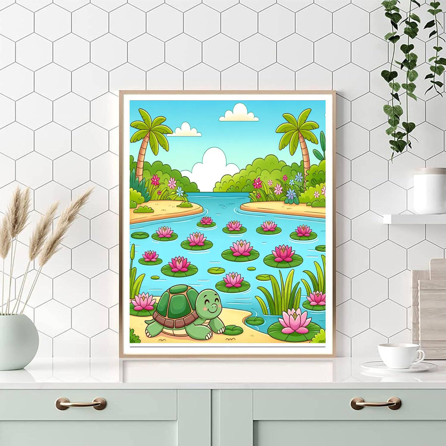 Turtle's Tranquil Lagoon Paint By Numbers