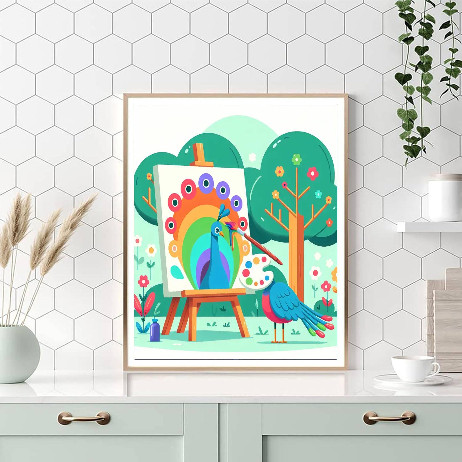 Artistic Peacock Number Painting