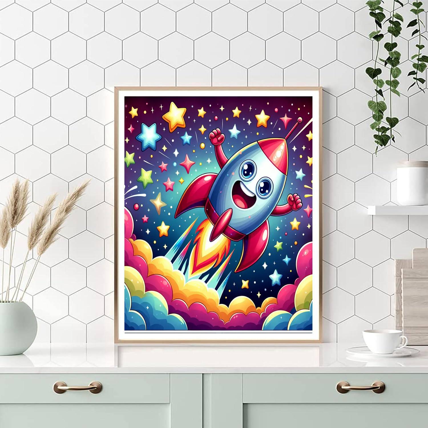 Excited Rocket DIY Paint By Numbers