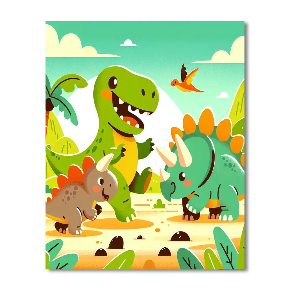 Happy Dinoland Adventure Numbered Painting Kits