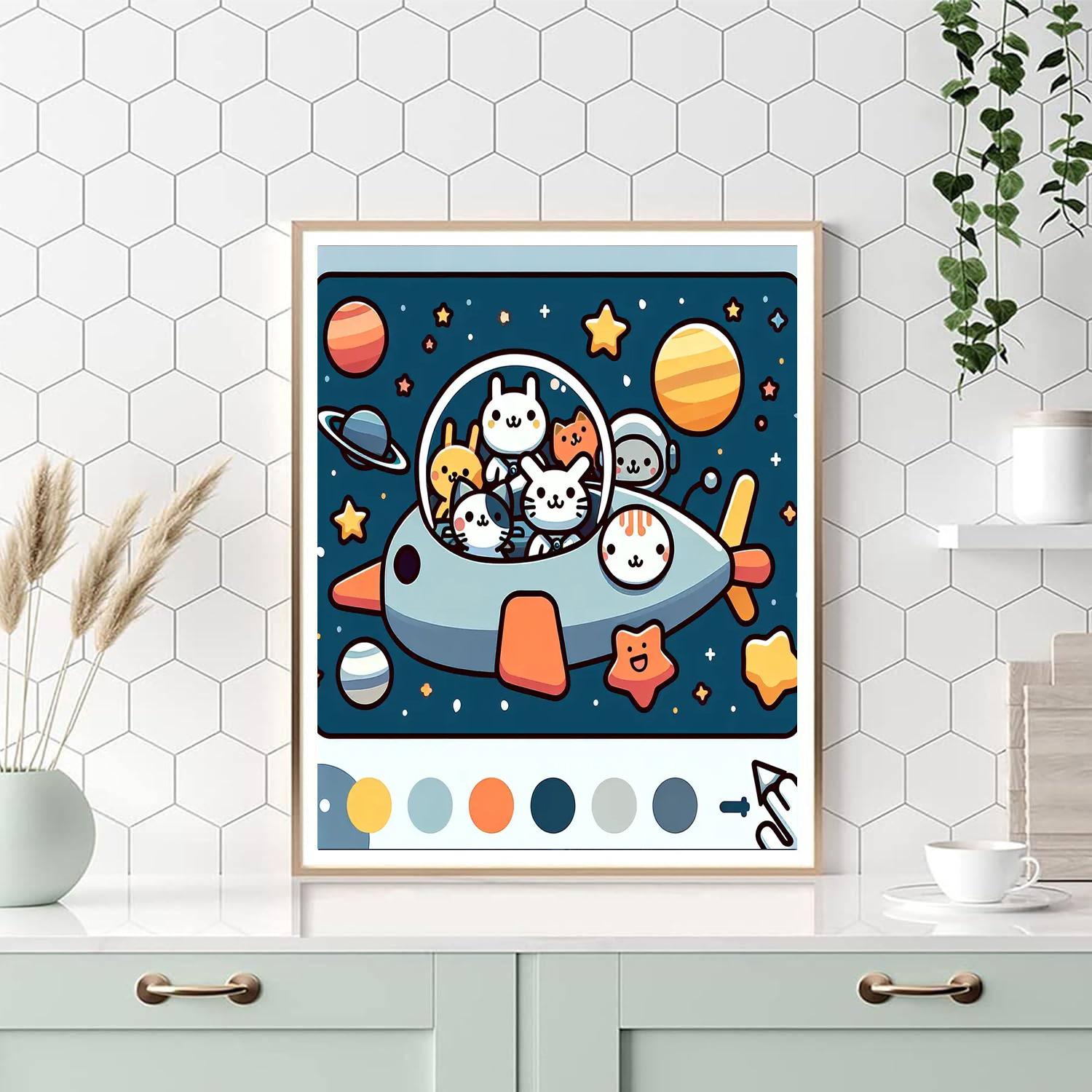Furry Friends In Space Paint By Numbers Art