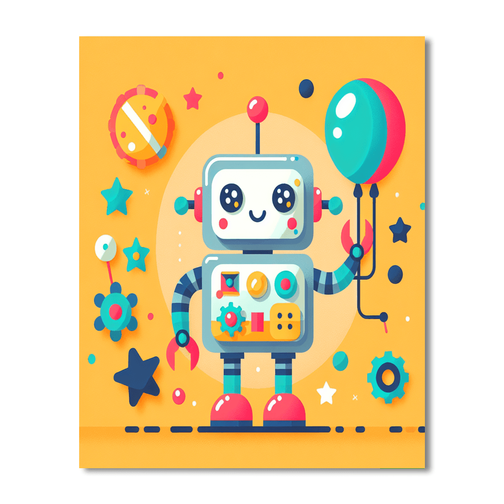 Whimsical Robot Number Painting