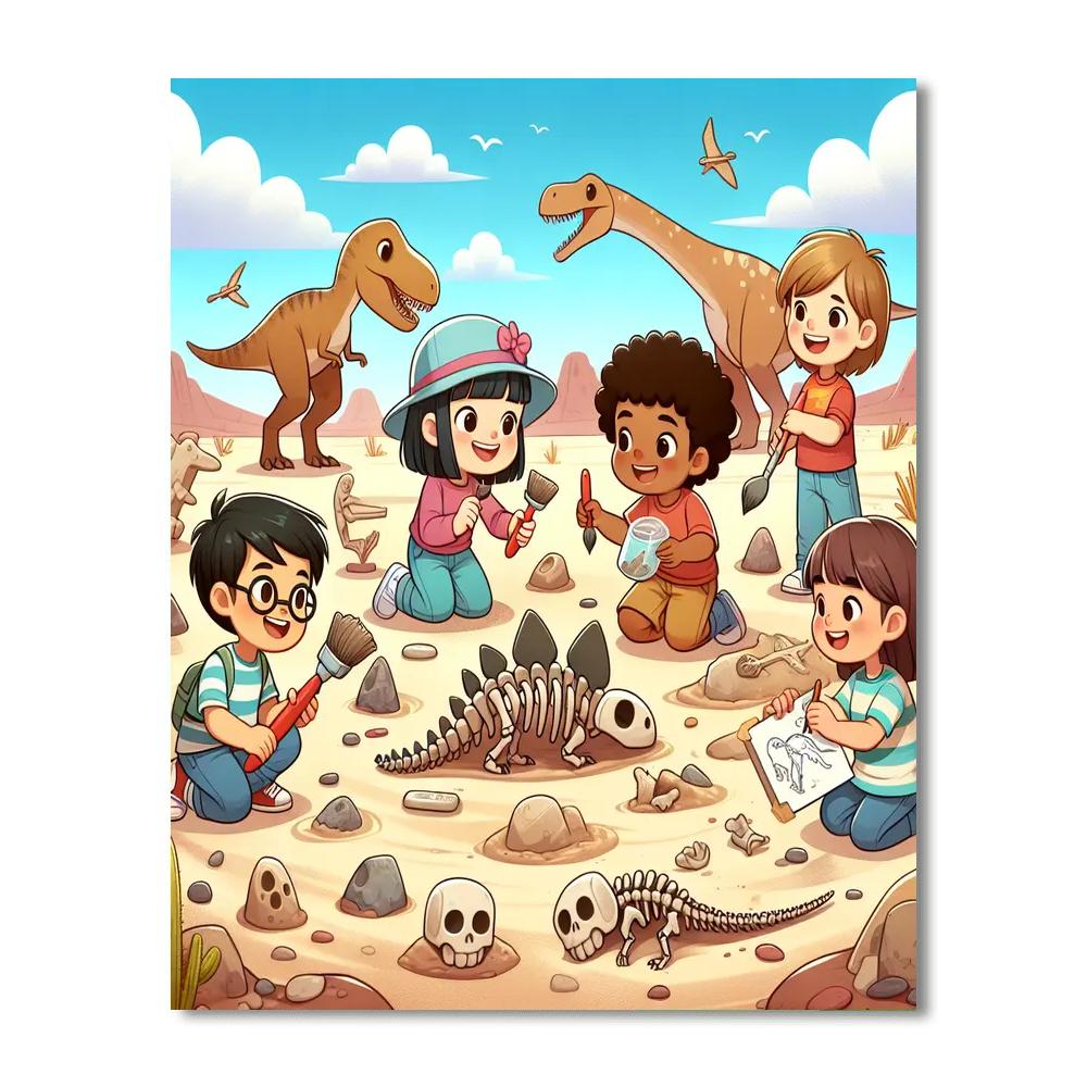 Dinosaur Dig Site Number Painting