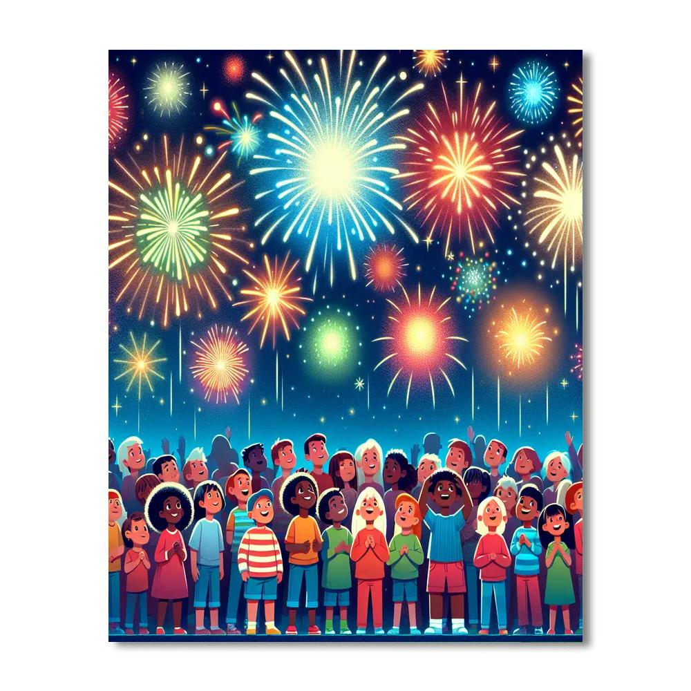 Festive Fireworks Celebration Painting By Numbers Kit