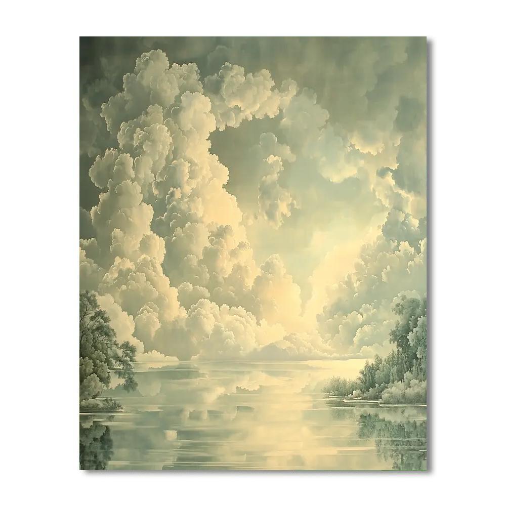 Zhao Mengfu Inspired Solitude Among Floating Clouds  Paint By Color