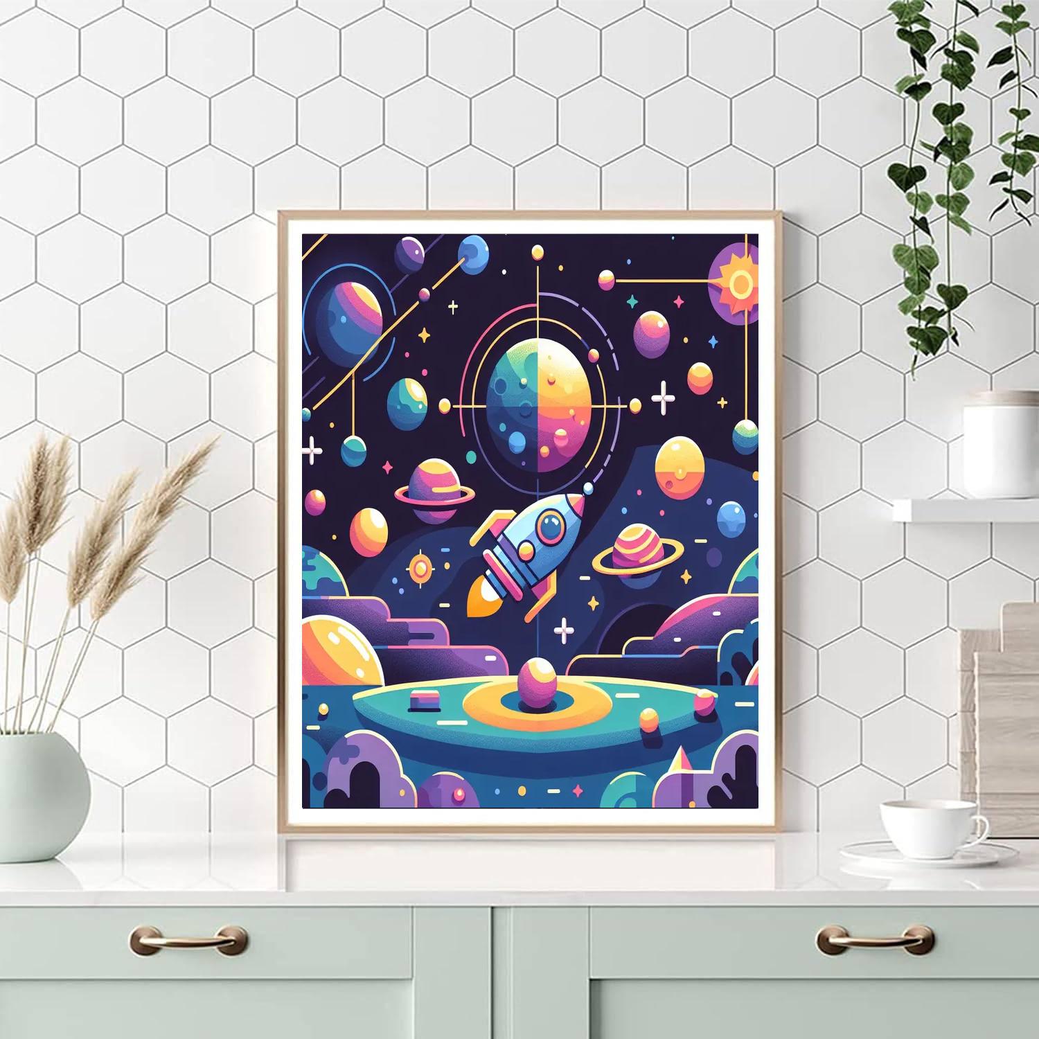 Solar System Expedition Number Painting