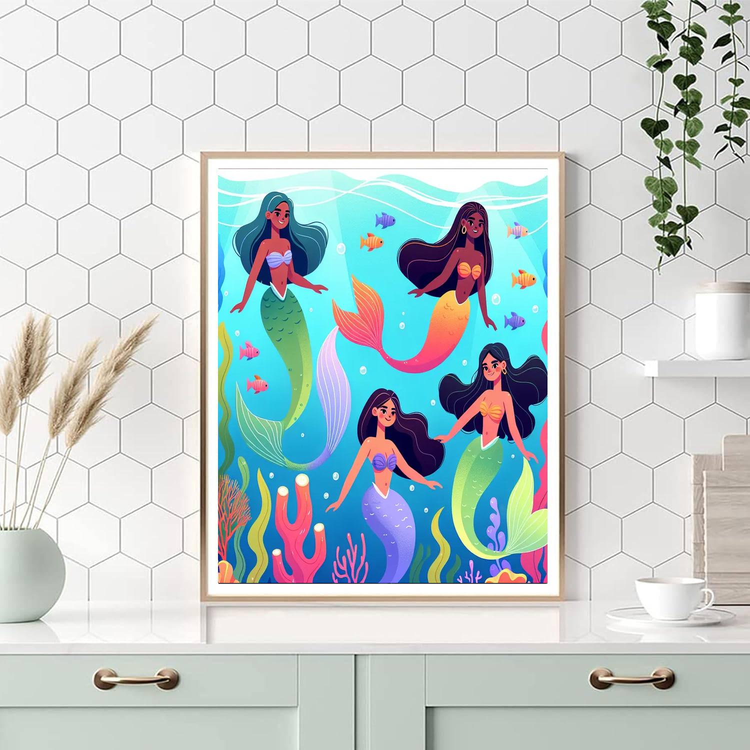 Magical Mermaid Splash Paint By Numbers Art