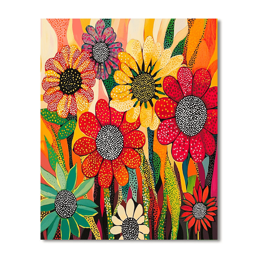 Yayoi Kusama Inspired Blooming Floral Fantasy  Painting By Numbers Kit