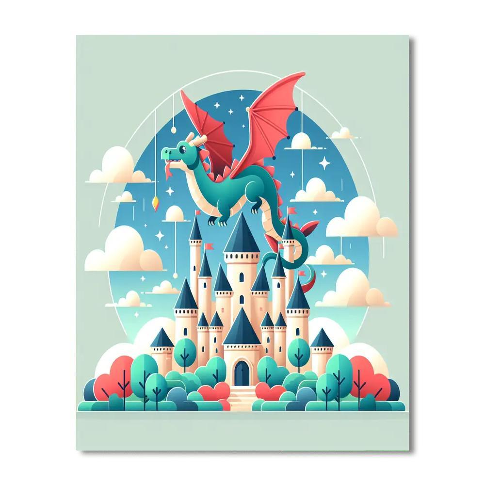 Dragon Guardians Of The Castle Painting By Numbers Kit