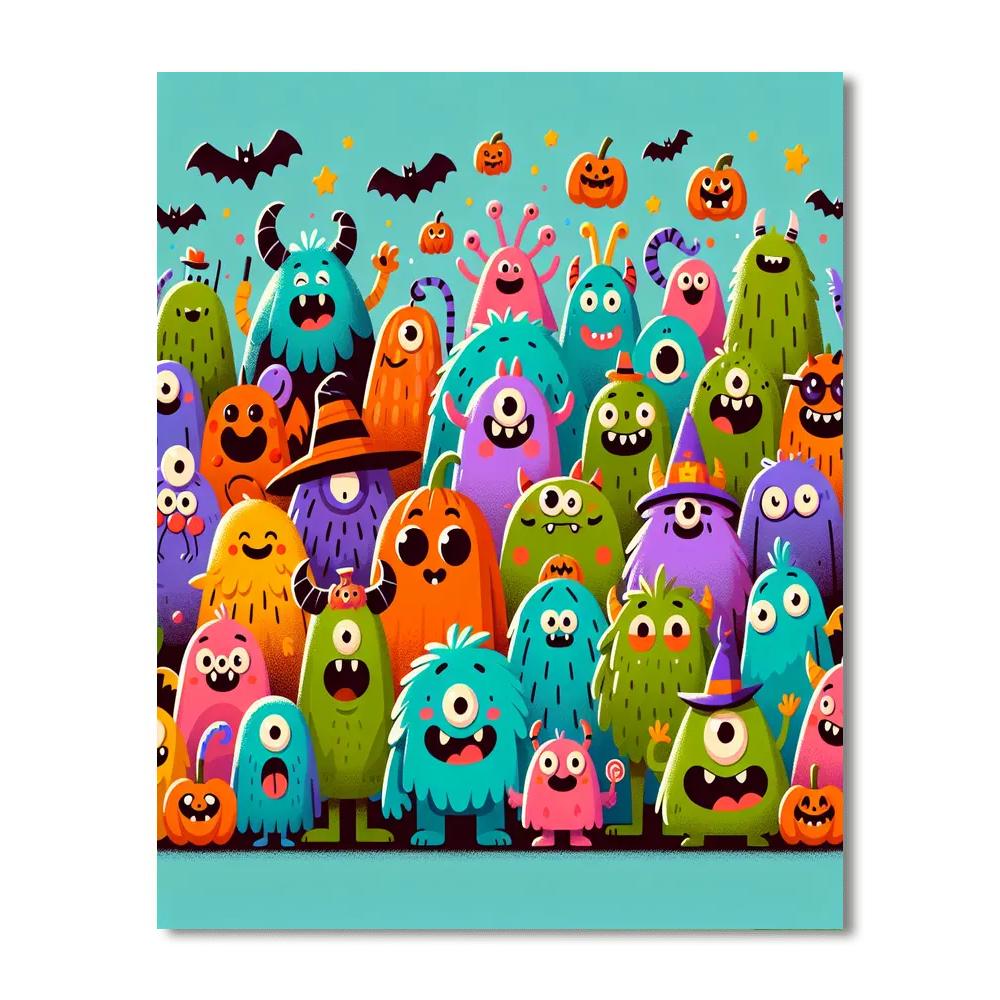 Spooky Yet Silly Monsters Painting Number Kit