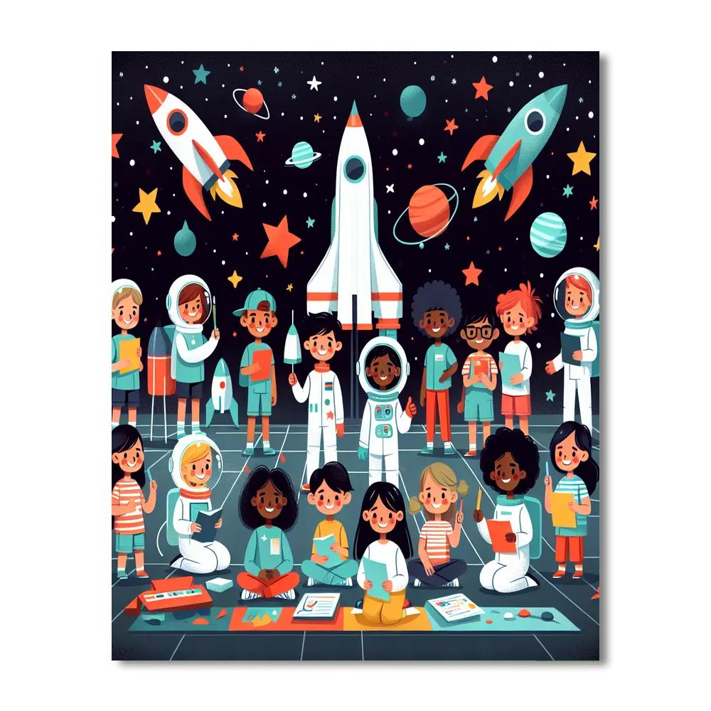 Galactic Adventure Camp Number Painting