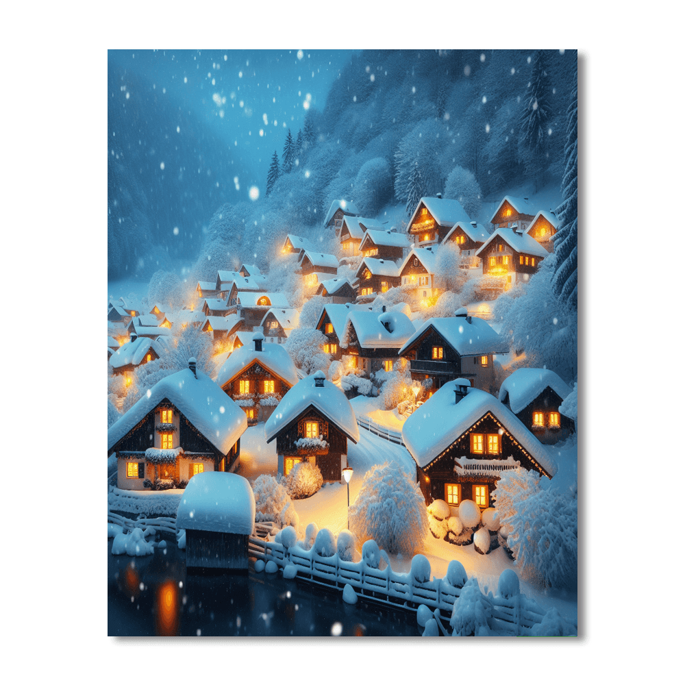 Glistening Snowfall Delight Number Painting