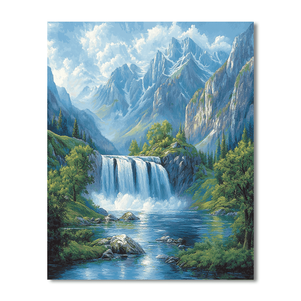 Albert Bierstadt Inspired Cascading Mountain Waters  Paint By Numbers Kits