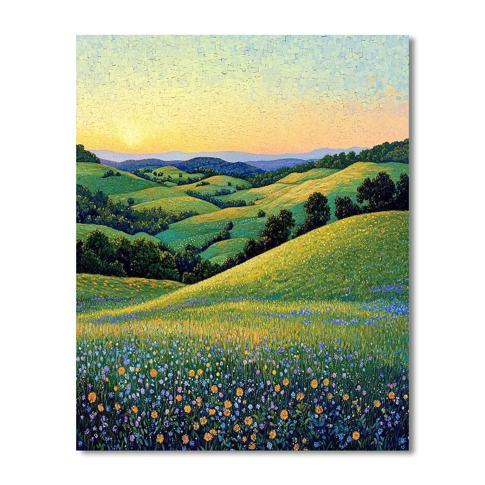 Georges Seurat Inspired Tranquil Meadow Mosaic  Numbered Painting Kits