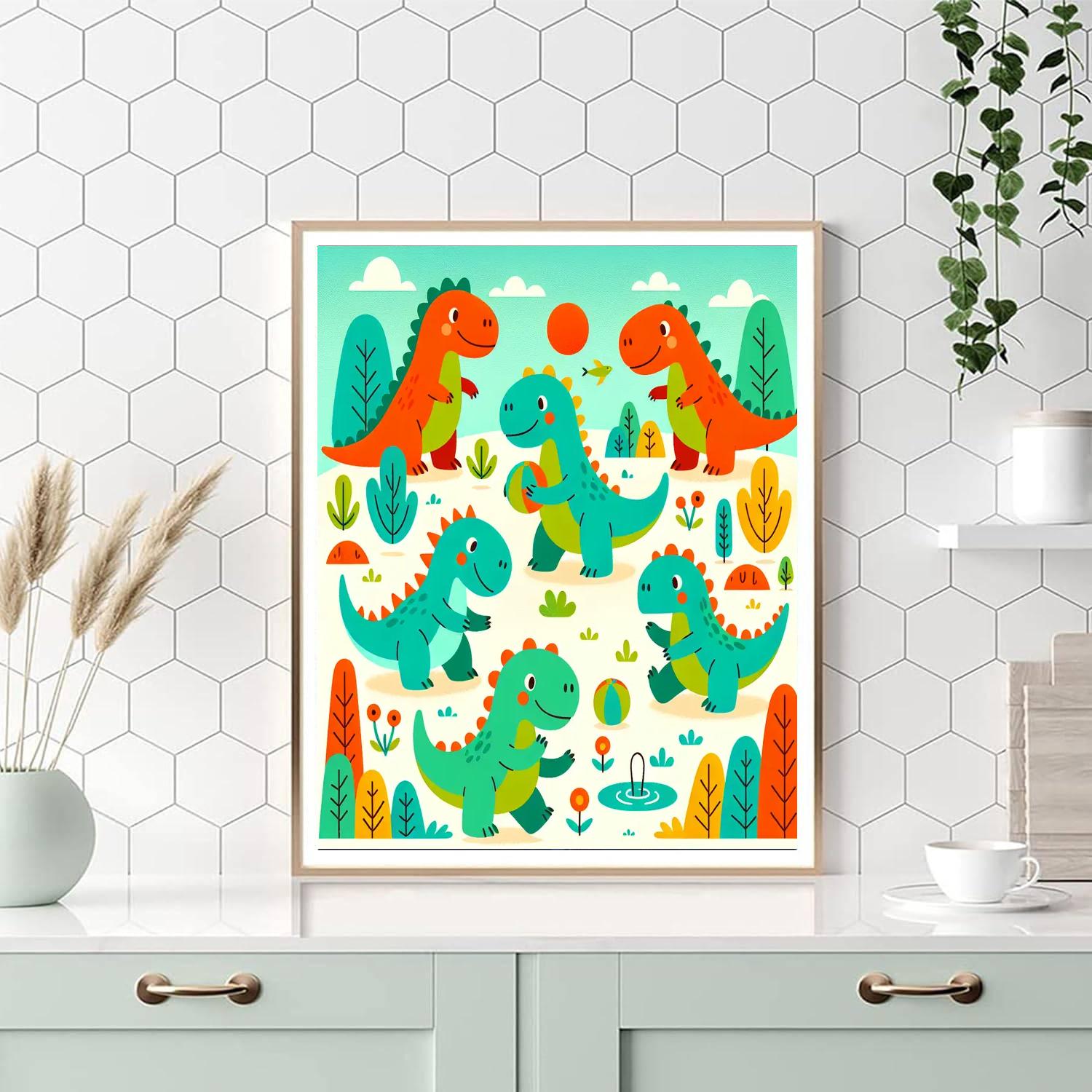 Incredible Dinosaur World Number Painting