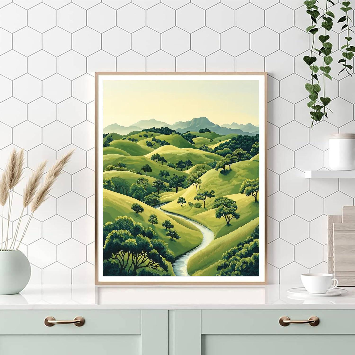 Utagawa Hiroshige Inspired Flowing Harmony Of Nature  Number Painting