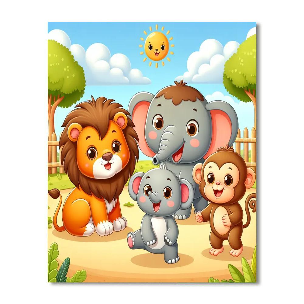 Cute Baby Zoo Animals Painting By Numbers Kit