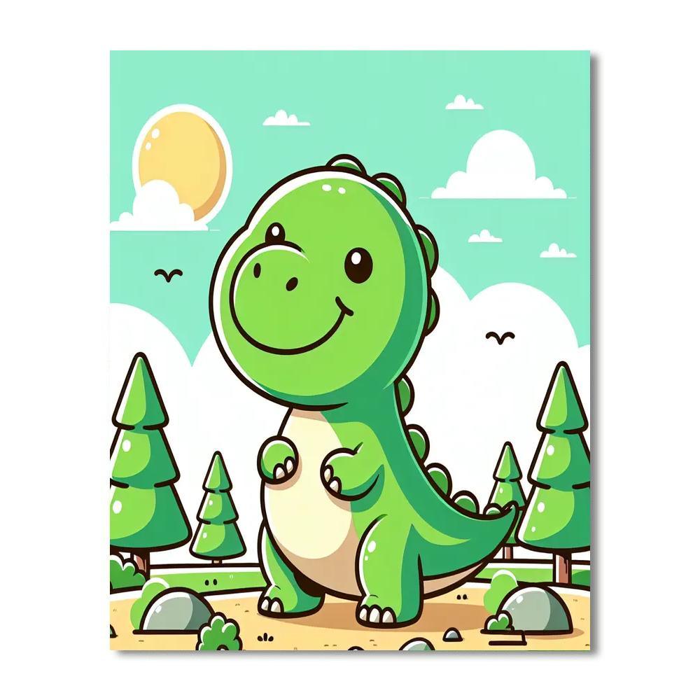 Cheerful Dinosaur Adventure Numbered Painting Kits