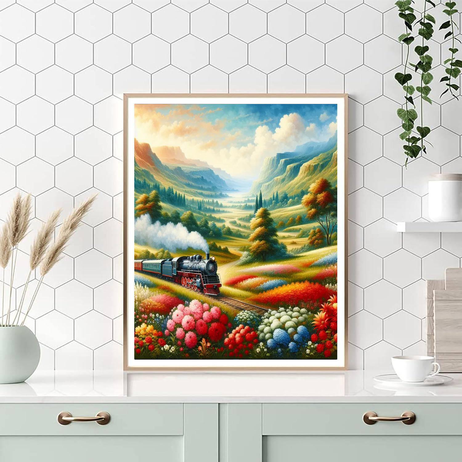 Charming Vintage Train Journey Painting By Numbers Kit