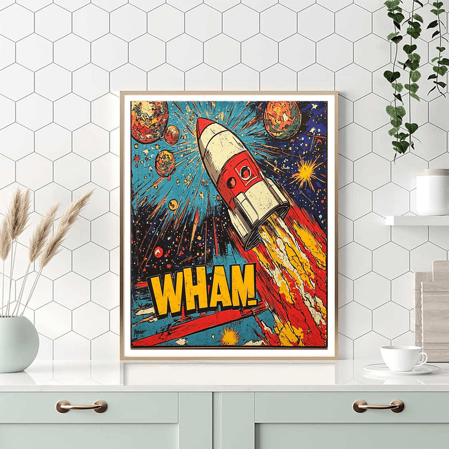 Roy Lichtenstein Inspired Lichtenstein's Cosmic Pop Explosion  Paint By Numbers Art