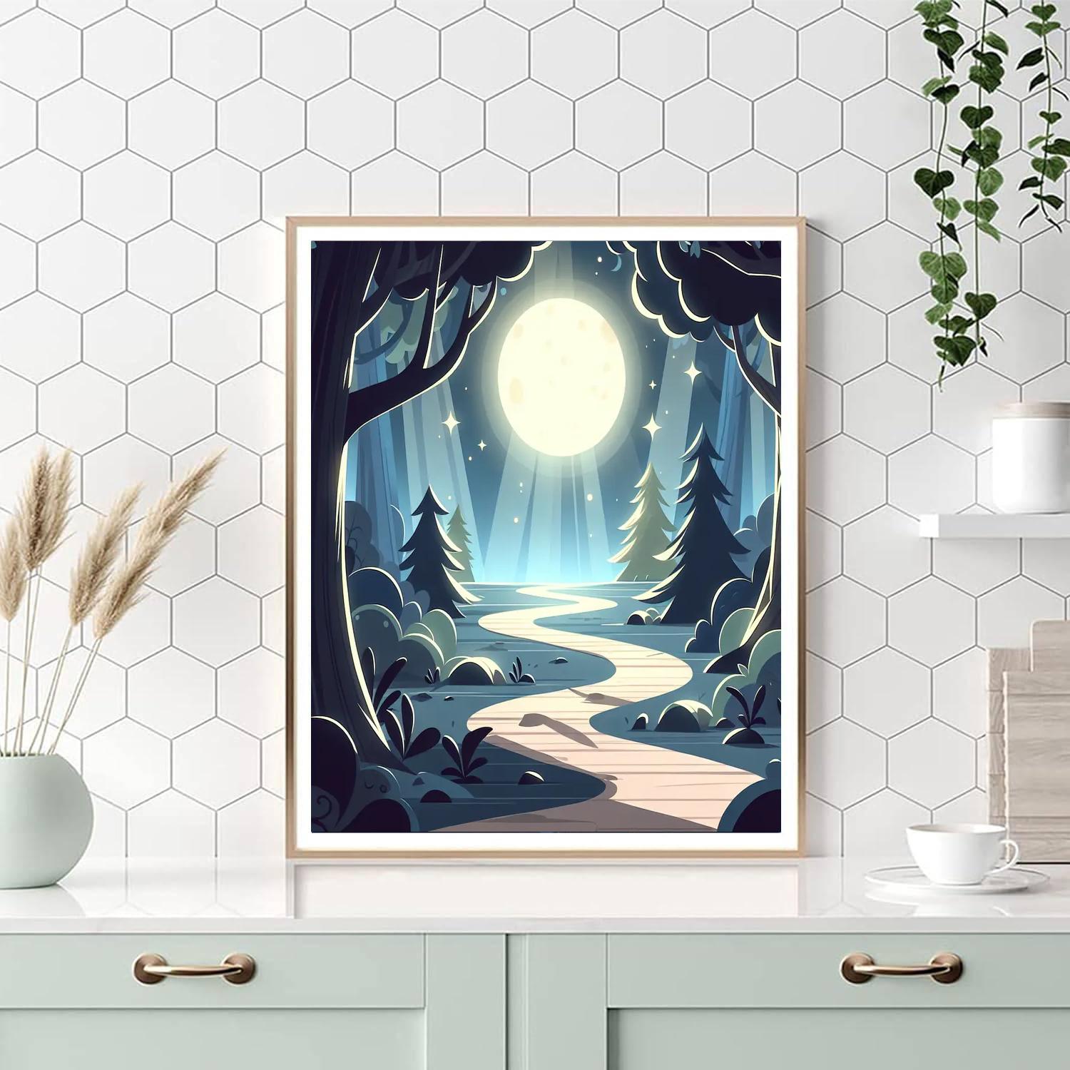 Mysterious Moonlit Path Paint By Numbers Art