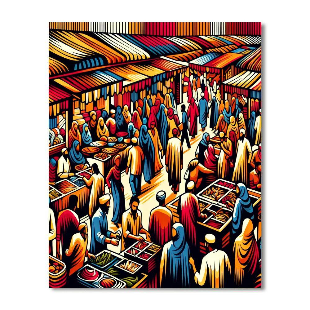 Vibrant Market Bazaar DIY Paint By Numbers