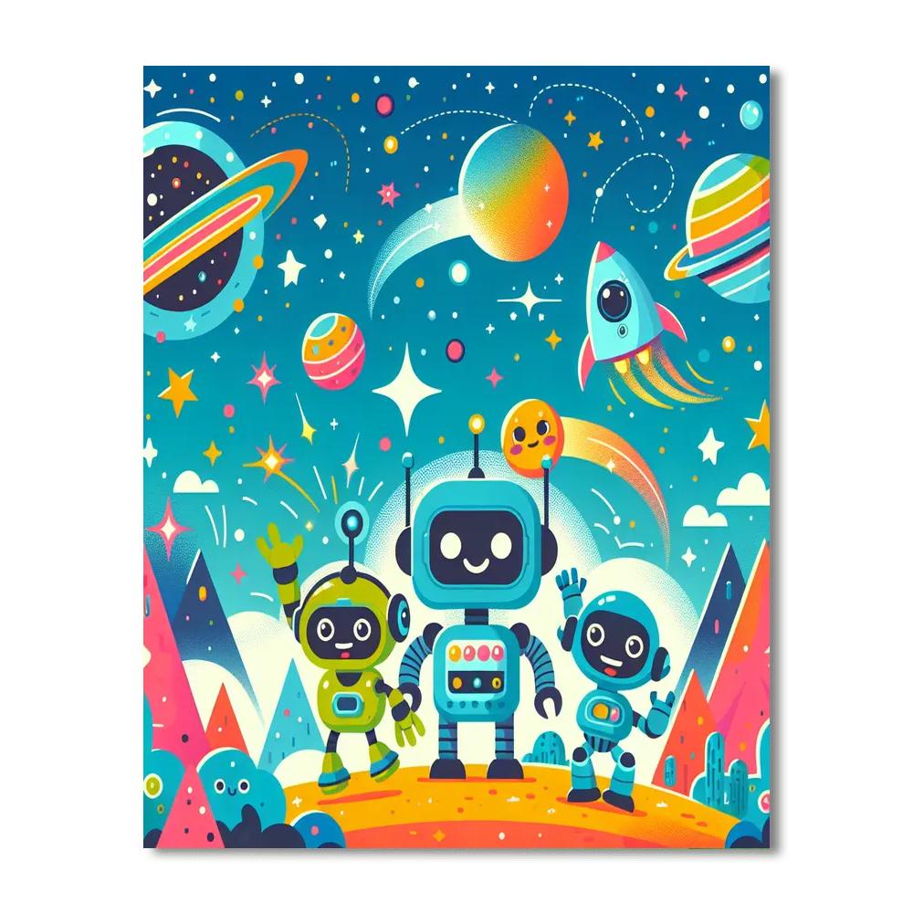 Space Robots Unite Number Painting