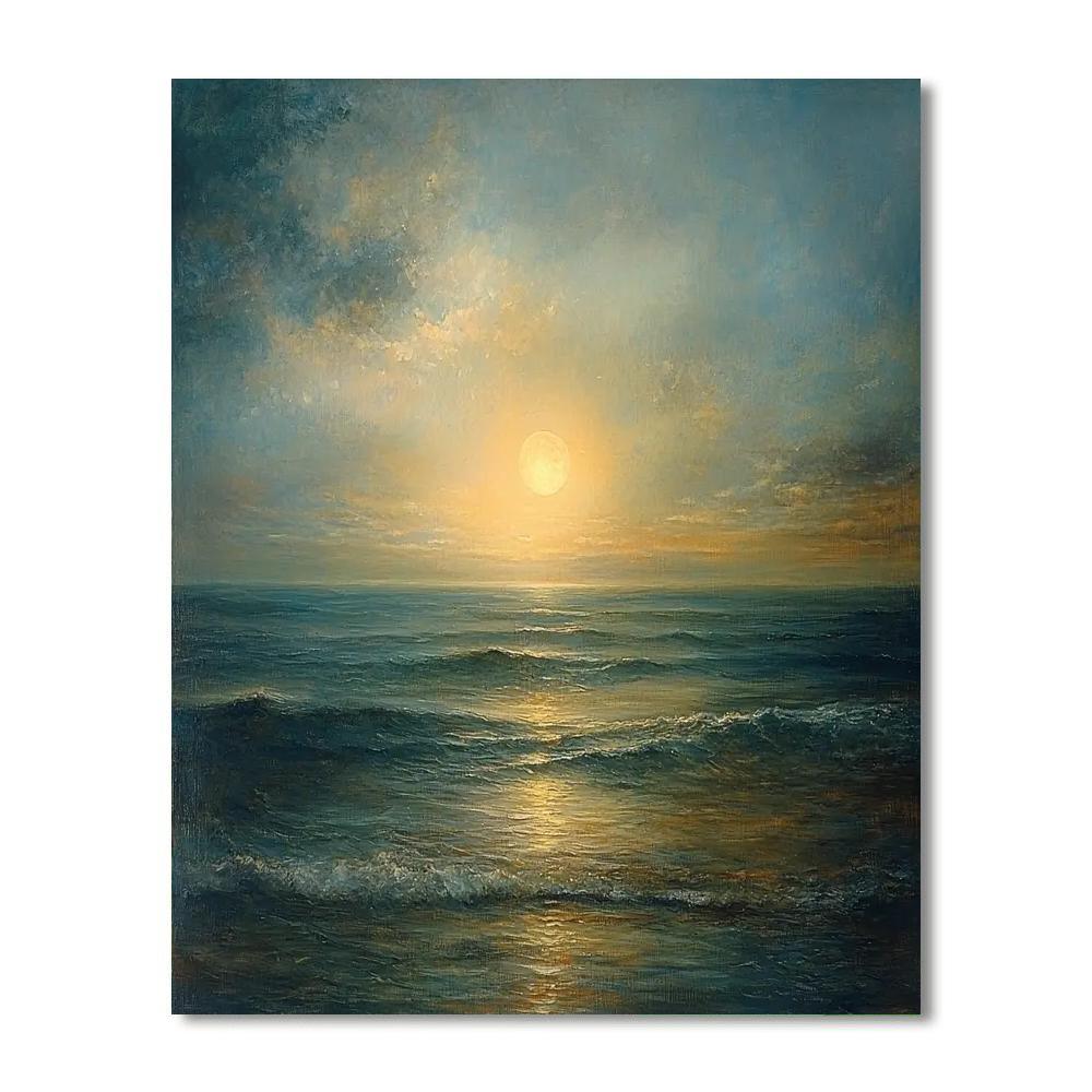 J.M.W. Turner Inspired Lunar Tidal Elegance  Painting By Numbers Kit