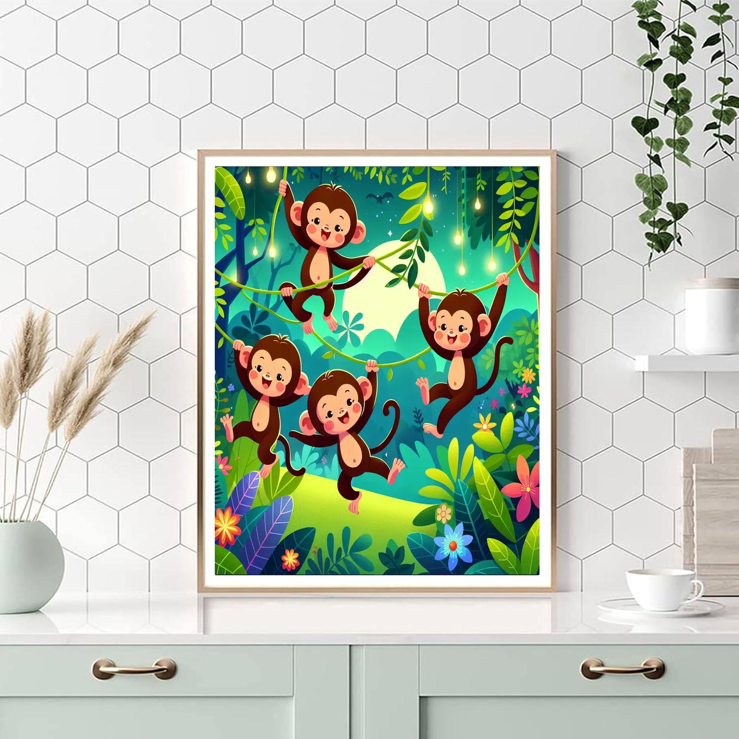 Jungle Fun With Monkeys Paint By Numbers Kits