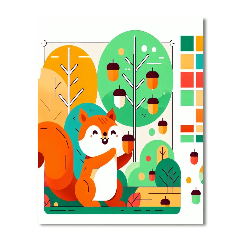 Squirrel's Nutty Adventure Paint By Numbers