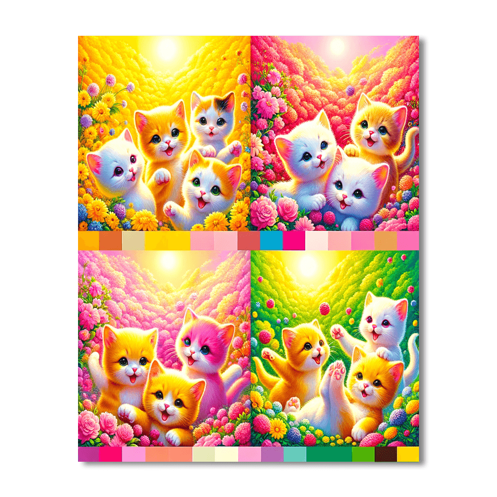 Frolicking Kittens Adventure Painting Number Kit