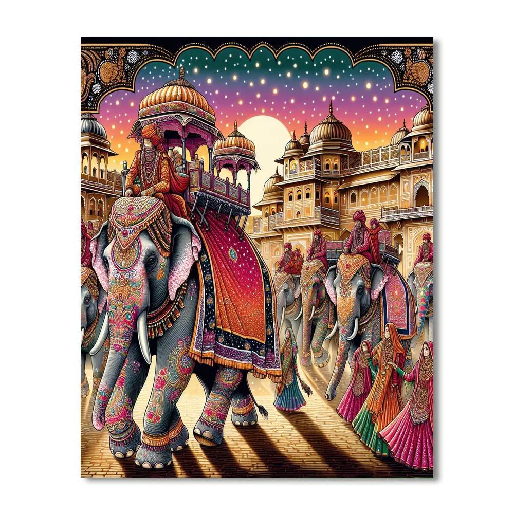 Elephant Festival - Jaipur Number Painting