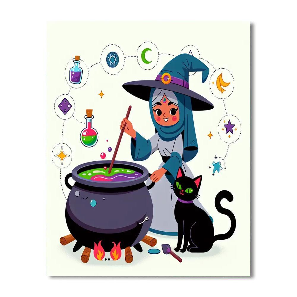 Whimsical Witch's Brew DIY Paint By Numbers
