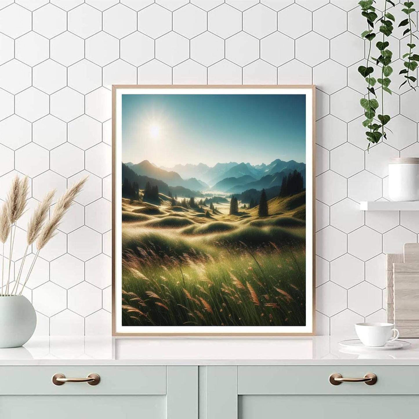 Tranquil Alpine Meadow Number Painting