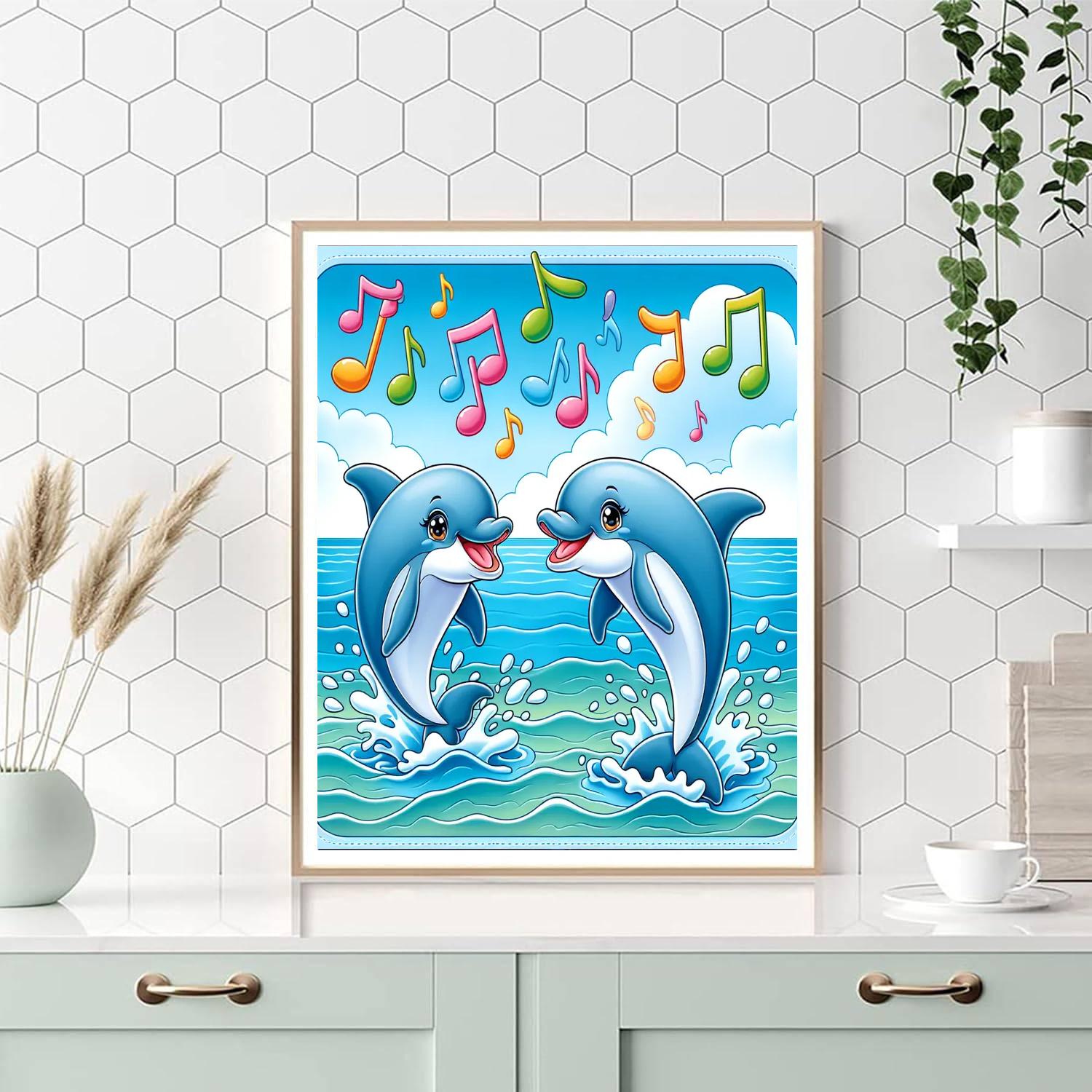 Musical Dolphin Splash Paint By Numbers Art