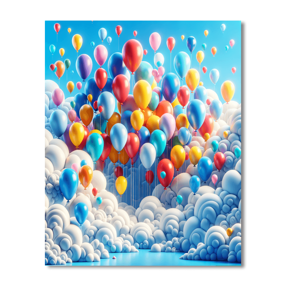Balloons In The Sky Painting Number Kit