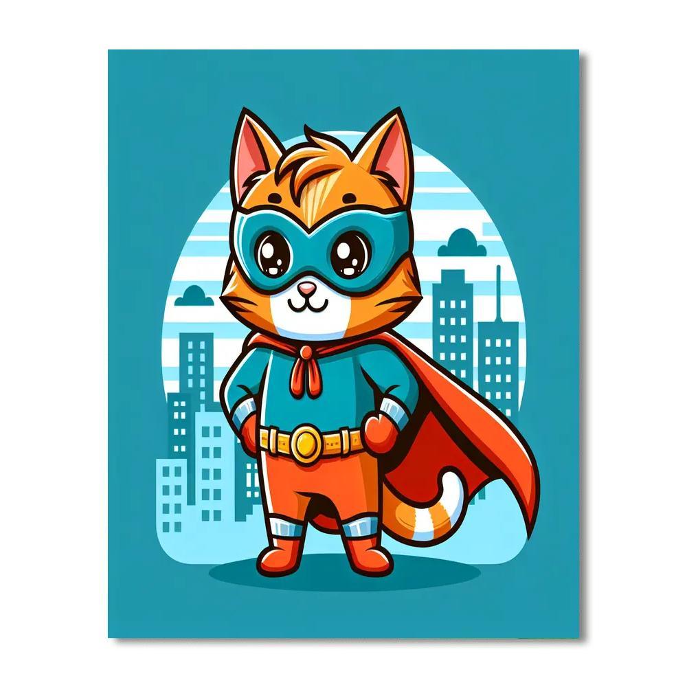 Creative Superhero Cat Painting By Numbers Kit
