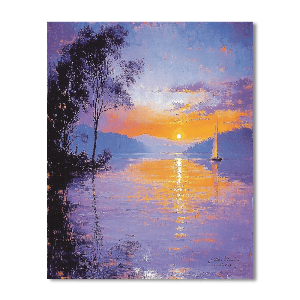 J.M.W. Turner Inspired Twilight By The Lake  Paint By Numbers Art
