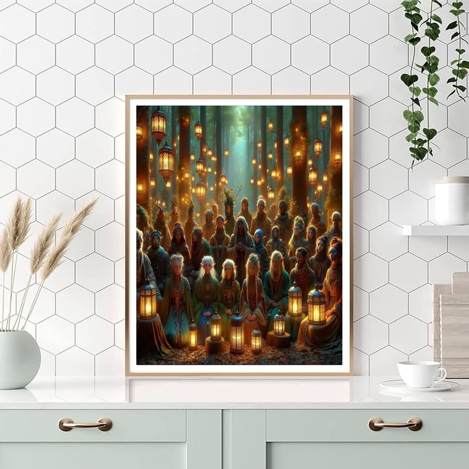 Forest Elf Gathering Paint By Numbers Art