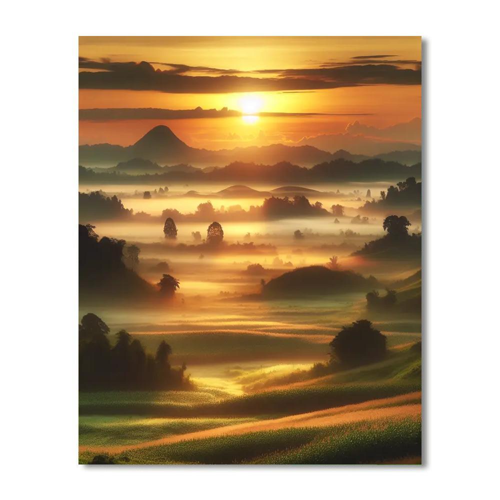 Dreamy Countryside Morning Numbered Painting Kits