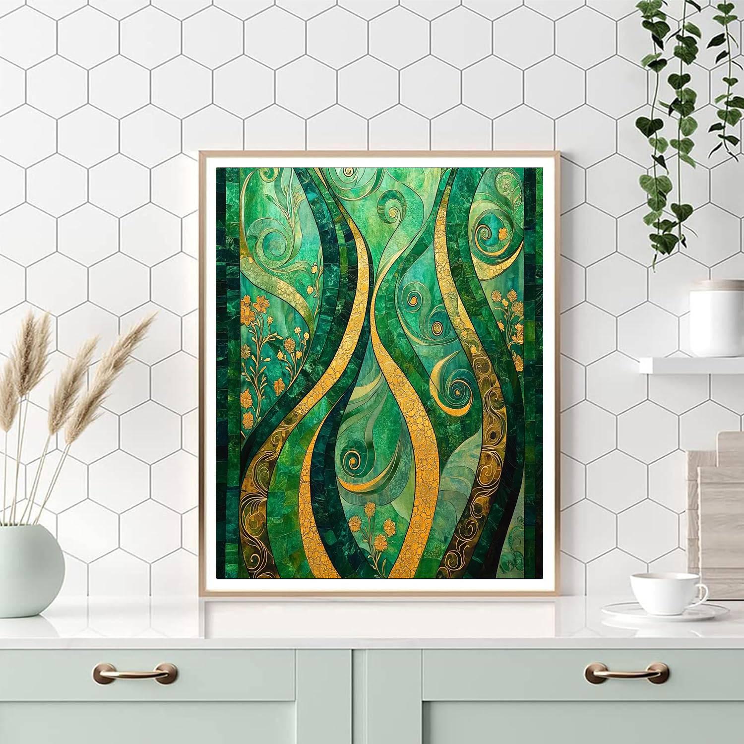 Gustav Klimt Inspired Emerald Harmony  Paint By Numbers Kits