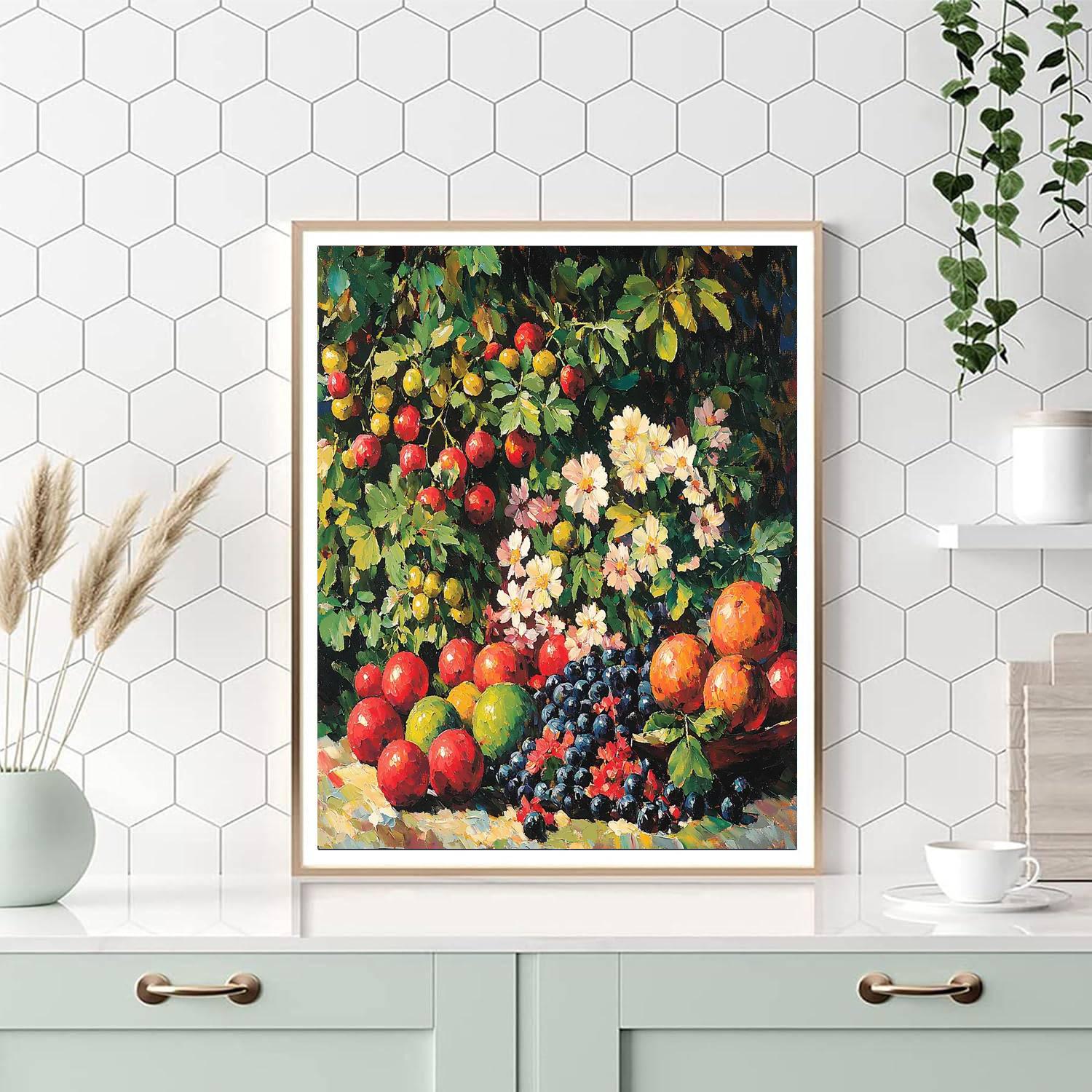 Cézanne Inspired Bountiful Spring Harvest  Number Painting