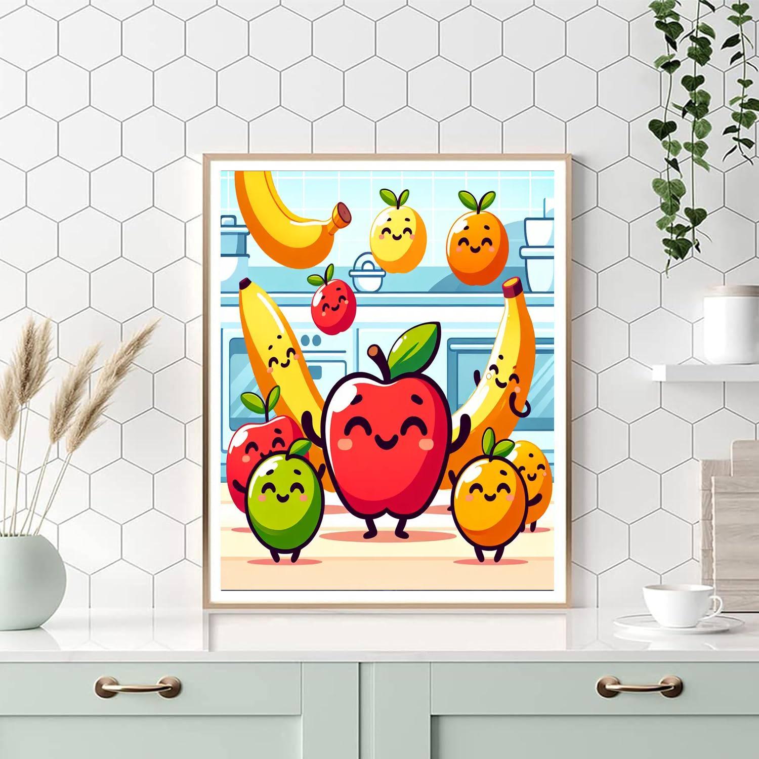Funky Fruit Parade Number Painting
